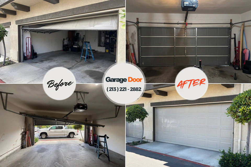Before and after: garage door repair Riverside, MD